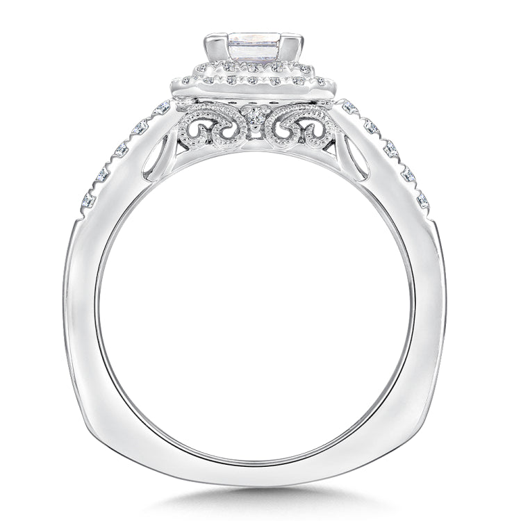 Princess-Cut Double Halo Diamond Engagement Ring
