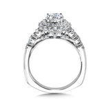 Wide Double Halo Diamond Engagement Ring