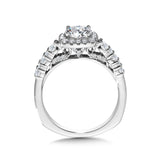 Cushion-Shaped Halo Engagement Ring  W/ Spiral Diamond Undergallery