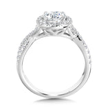 Crisscross Round Halo Engagement Ring