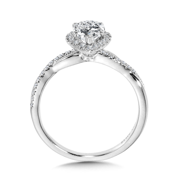 Crisscross Pear-Shaped Halo Engagement Ring