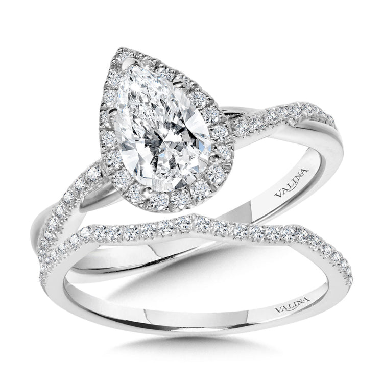 Crisscross Pear-Shaped Halo Engagement Ring