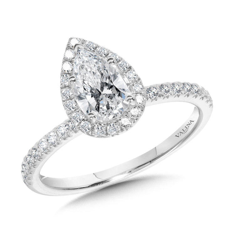 Classic Straight Pear-Shaped Halo Engagement Ring
