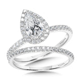 Classic Straight Pear-Shaped Halo Engagement Ring
