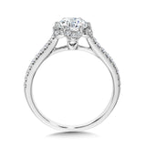 Straight Floral Halo Engagement Ring