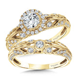 Vintage Milgrain & Filigree Accented Halo Engagement Ring