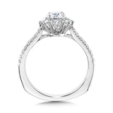 Marquise-Accented Sun Burst Diamond Halo Engagement Ring