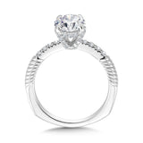 Ribbed & Tapered Hidden Halo Diamond Engagement Ring
