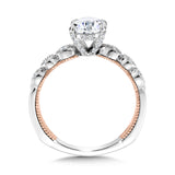Oval-Cut, Stackable, Two-Tone & Milgrain-Beaded Hidden Halo Diamond Engagement Ring