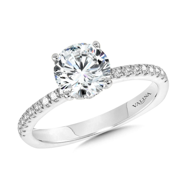 Straight Hidden Halo Diamond Engagement Ring
