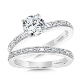 Baguette-Accented Hidden Halo Diamond Engagement Ring