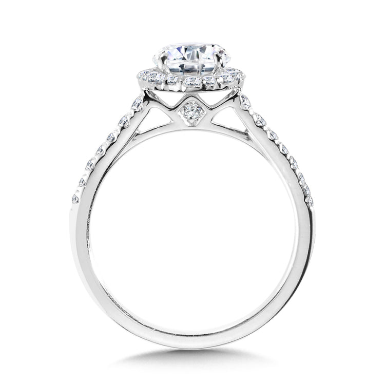 Straight Blooming Halo Diamond Engagement Ring