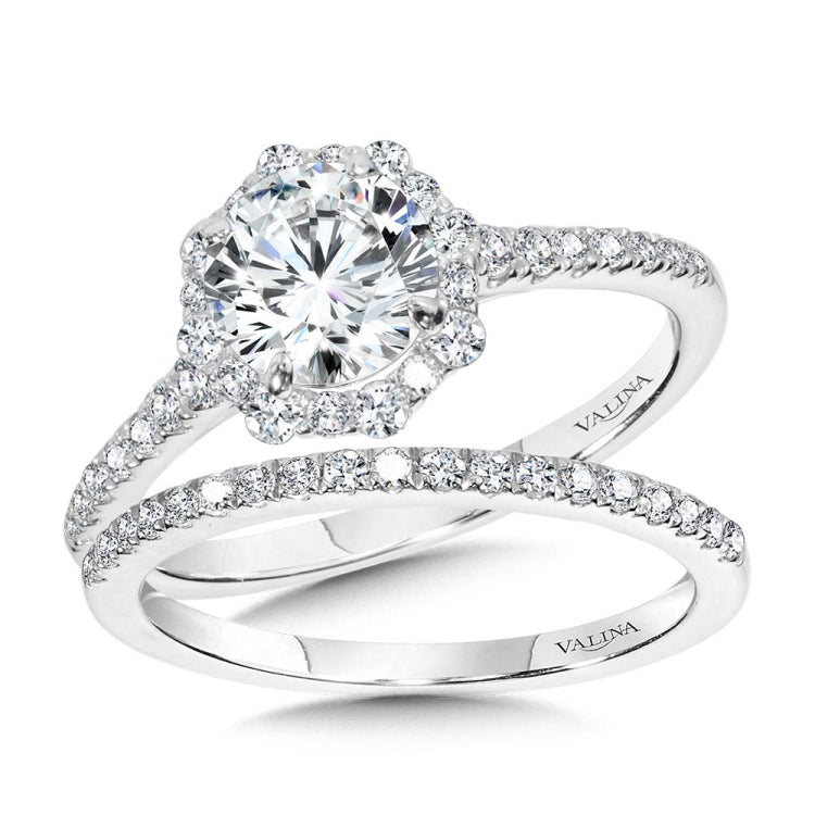 Straight Blooming Halo Diamond Engagement Ring