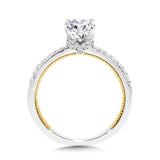 Oval-Cut Two-Tone & Milgrain-Beaded Diamond Collar Engagement Ring