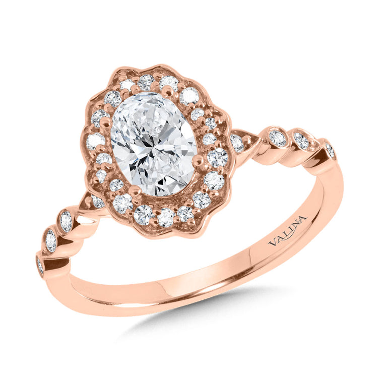 Oval-Cut Modern Vintage-Inspired Bezel-Set Fancy Diamond Halo Engagement Ring