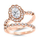 Oval-Cut Modern Vintage-Inspired Bezel-Set Fancy Diamond Halo Engagement Ring