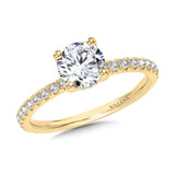 Straight Hidden Halo Diamond Engagement Ring