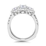 Oval-Cut 3-Stone Diamond Halo Engagement Ring