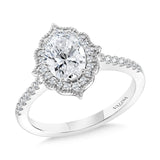 Oval-Cut Straight Hidden Halo Diamond Engagement Ring