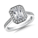 Halo Style Emerald-Cut Engagement Ring