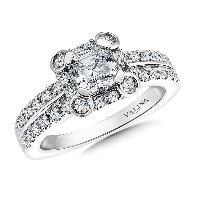 Halo Style Asscher Cut Engagement Ring