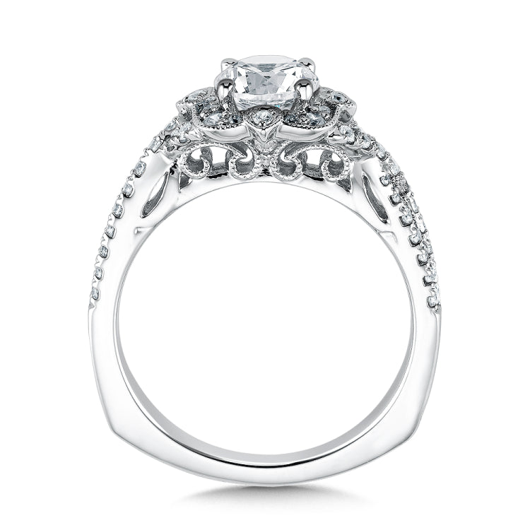 Floral Shape Halo Diamond Engagement Ring