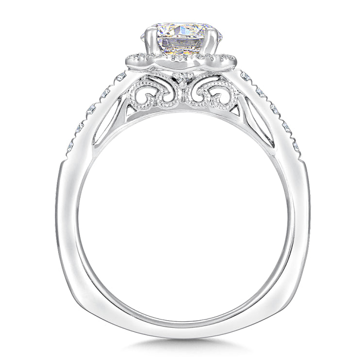 Floral Shape Halo Diamond Engagement Ring