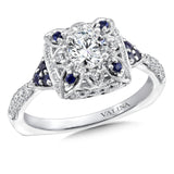 Vintage Diamond And Blue Sapphire Engagement Ring