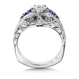 Diamond and Blue Sapphire  Engagement Ring