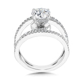 Dramatic Split Shank & Hidden Halo Diamond Engagement Ring