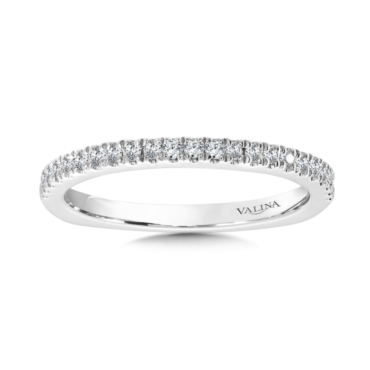 True fit matching diamond wedding band and a beautiful reminder of that special day for years to come.