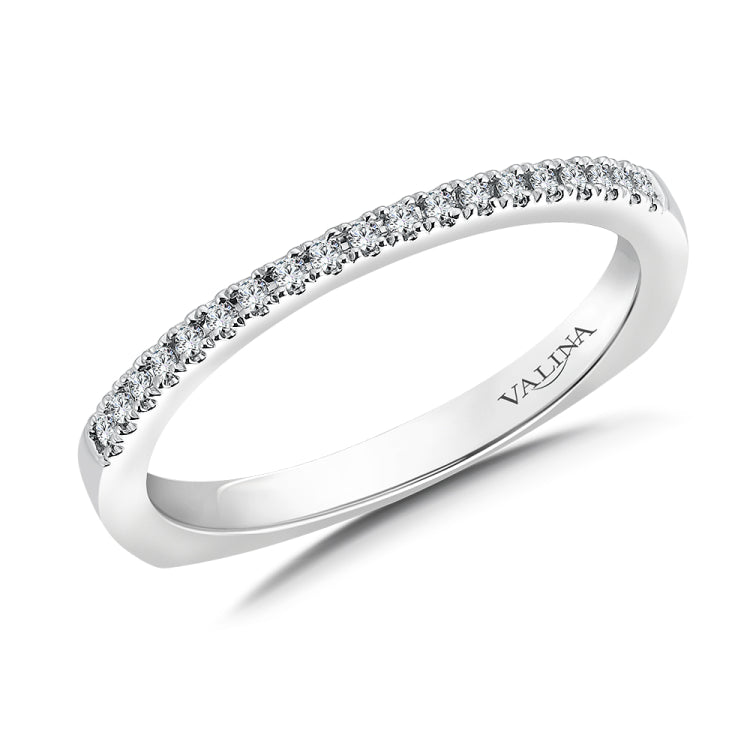 True fit matching diamond wedding band and a beautiful reminder of that special day for years to come.