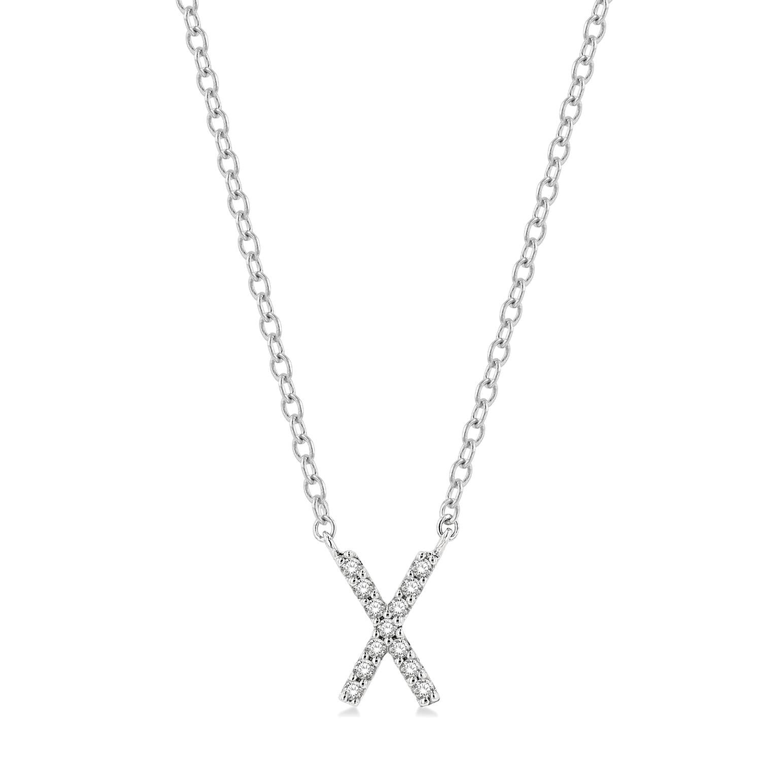 Initial Diamond Block Letter Necklace - Luvona