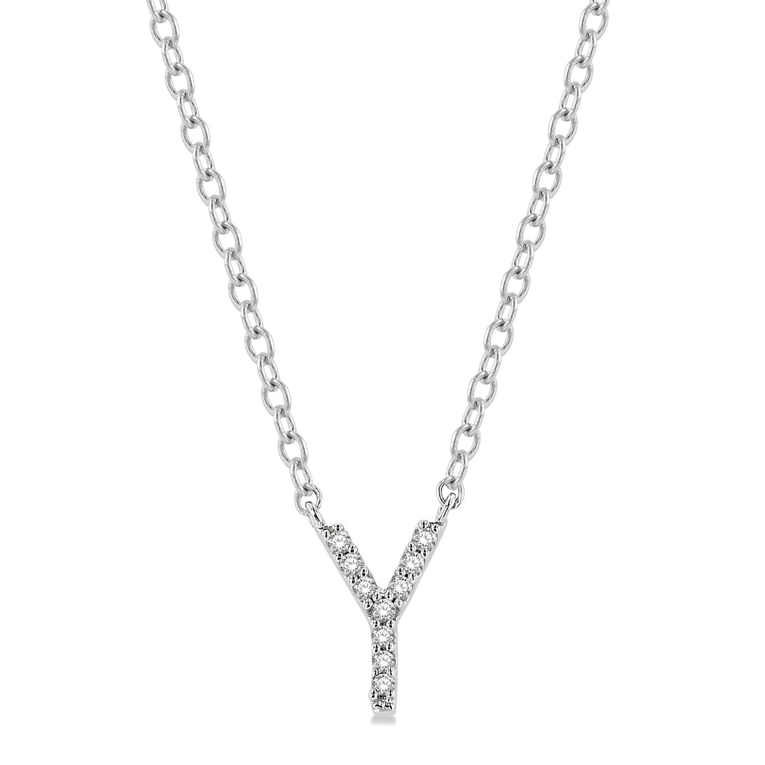 Initial Diamond Block Letter Necklace - Luvona