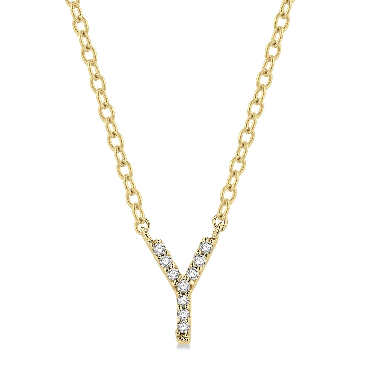 Initial Diamond Block Letter Necklace - Luvona