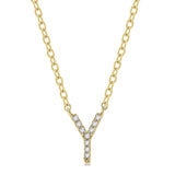 Initial Diamond Block Letter Necklace - Luvona