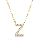 Initial Diamond Block Letter Necklace - Luvona