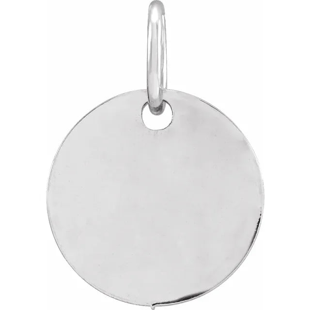 White Gold Disc Engravable Pendant