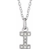 Natural Diamond Petite Block Initial Necklace