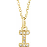 Natural Diamond Petite Block Initial Necklace