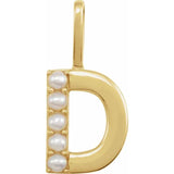 Cultured White Pearl Initial Charm Pendant