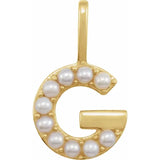 Cultured White Pearl Initial Charm Pendant