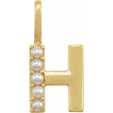 Cultured White Pearl Initial Charm Pendant