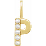 Cultured White Pearl Initial Charm Pendant