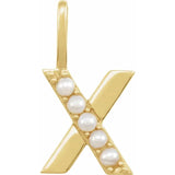 Cultured White Pearl Initial Charm Pendant