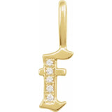 Natural Diamond Gothic Initial Charm Pendant