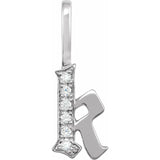 Natural Diamond Gothic Initial Charm Pendant