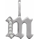 Natural Diamond Gothic Initial Charm Pendant