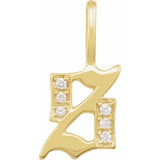 Natural Diamond Gothic Initial Charm Pendant