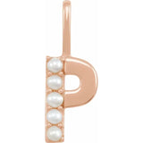 Cultured White Pearl Initial Charm Pendant